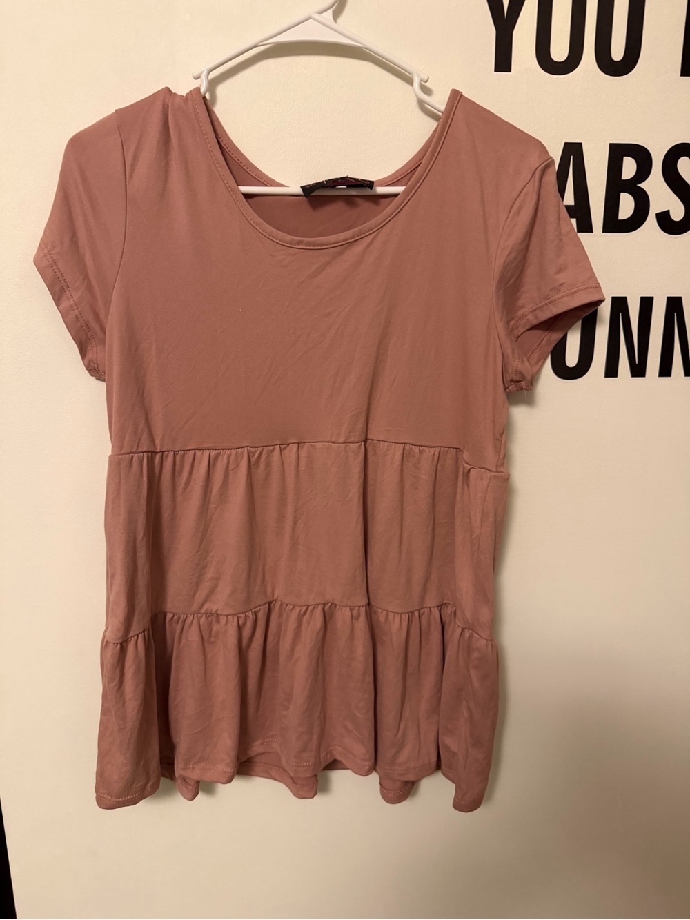 Tiered Short-Sleeve Tunic Top in Dusty Rose